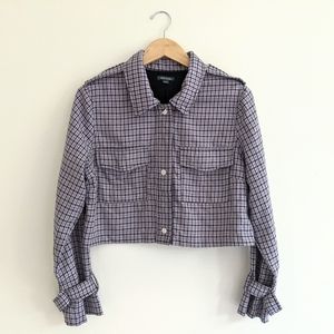 WILD FABLE Lilac Y2K Style Check Cropped Jacket